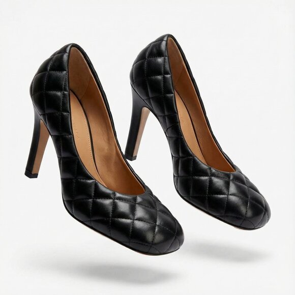 Bottega Veneta Shoes - Bottega Veneta Padded Bloc 90mm Pumps Black Square
